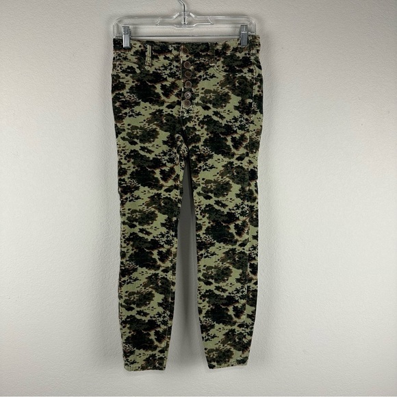 Pilcro Anthropologie Green Brown Moss High Rise Skinny Corduroy Pants Size 27 - Picture 1 of 10